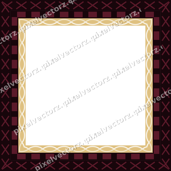 Decorative picture frame border in dark pink and amber with dentil