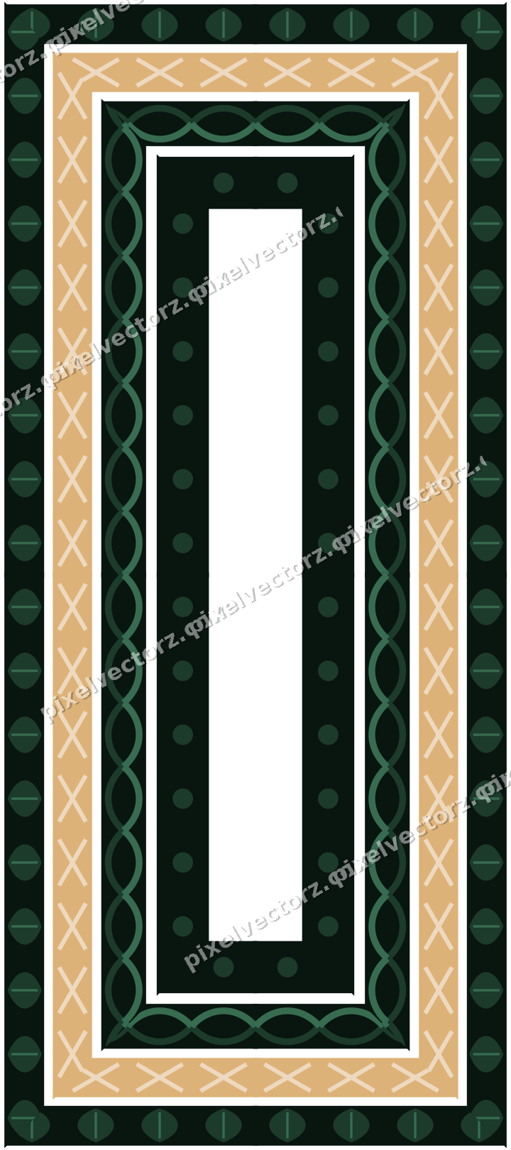 Decorative picture frame border in dark green with leaf moulding
