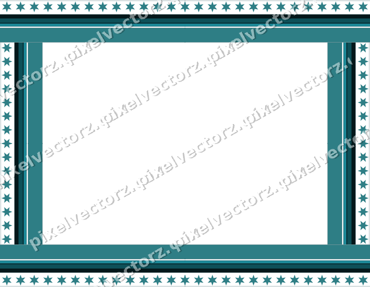 Decorative picture frame border in dark teal and orange with star band