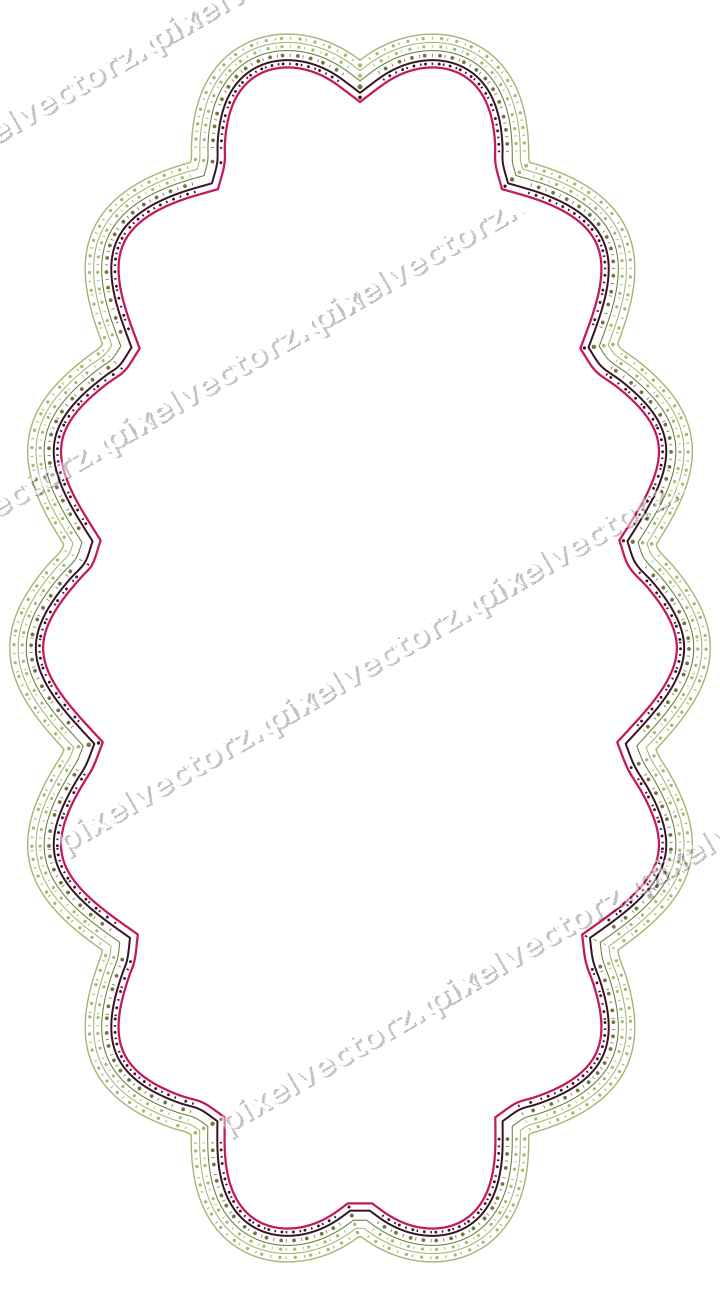 Decorative line art frame in lime and pink with oval