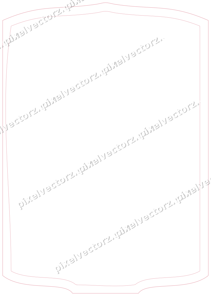 Decorative line art frame in pale pink and pale red with label plaque