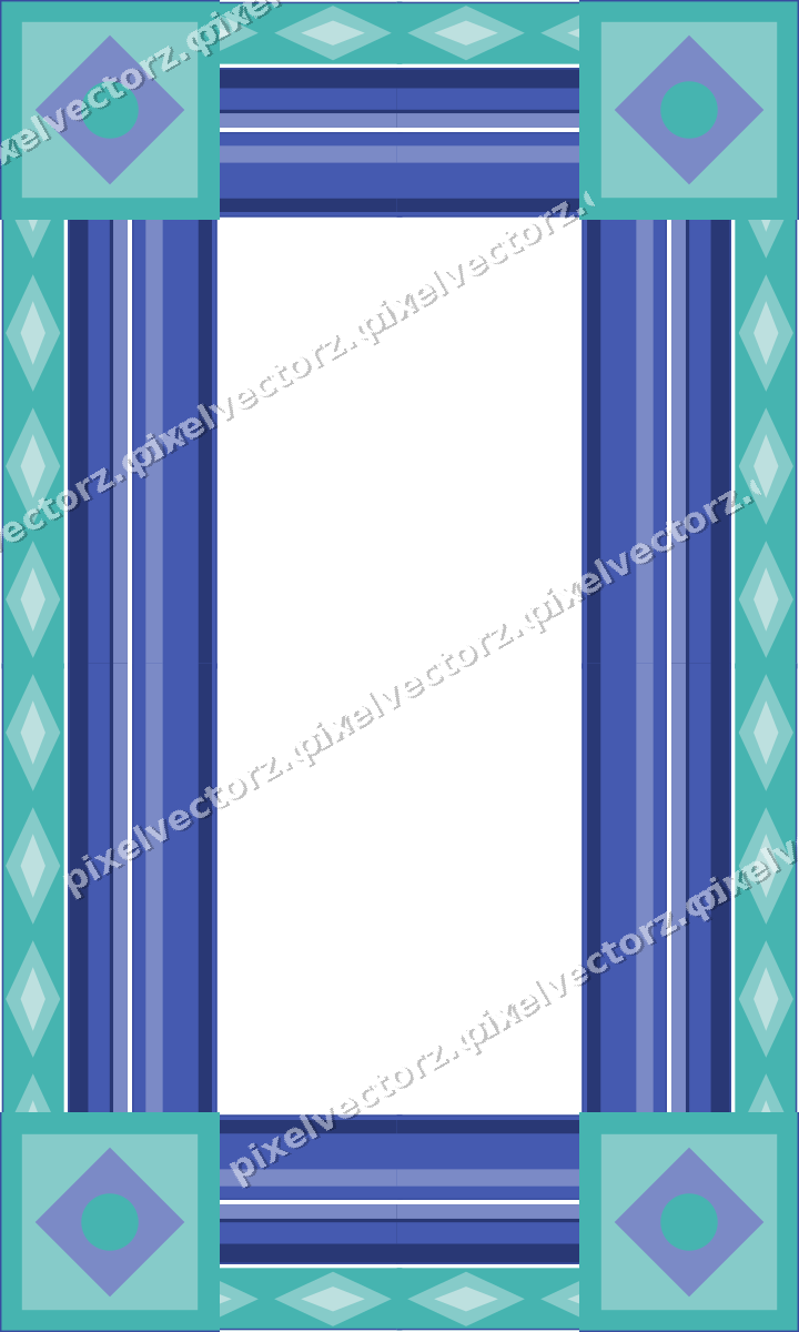 Decorative picture frame border in blue and cyan with diamond band