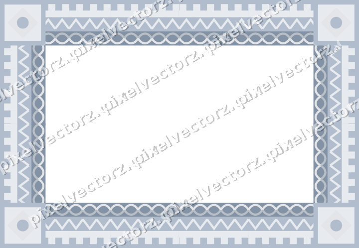 Decorative picture frame border in dark blue and white with zigzag