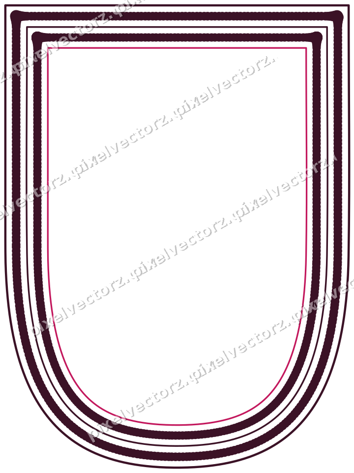 Decorative line art frame in lime and pink with shield and dotted line