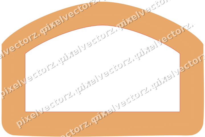 Decorative line art frame in red and orange with label plaque