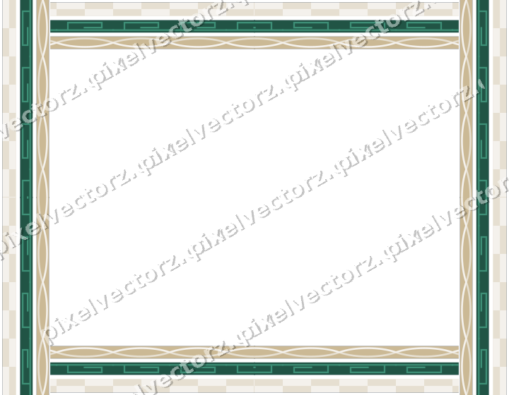 Decorative picture frame border in amber and green with greek key