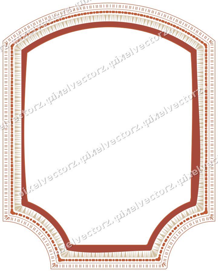 Decorative line art frame in orange and amber with label plaque