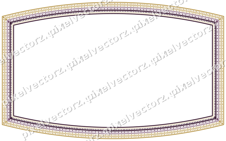 Decorative line art frame in dark magenta and amber with label plaque