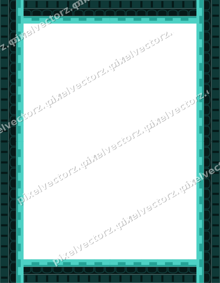 Decorative picture frame border in orange and teal with arcade frieze