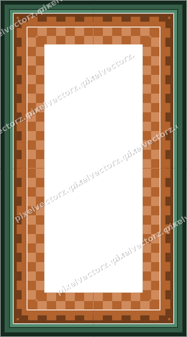 Decorative picture frame border in dark green with step band