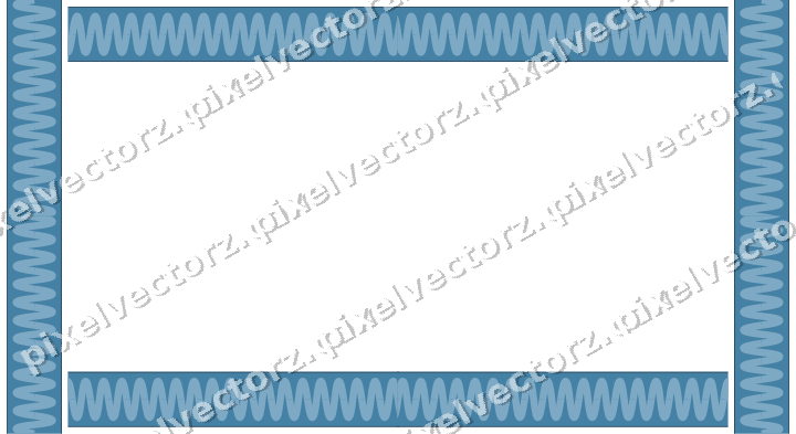 Decorative picture frame border in orange and cyan with wave band