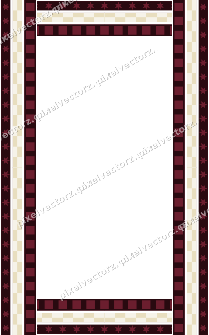 Decorative picture frame border in dark pink and red with star band