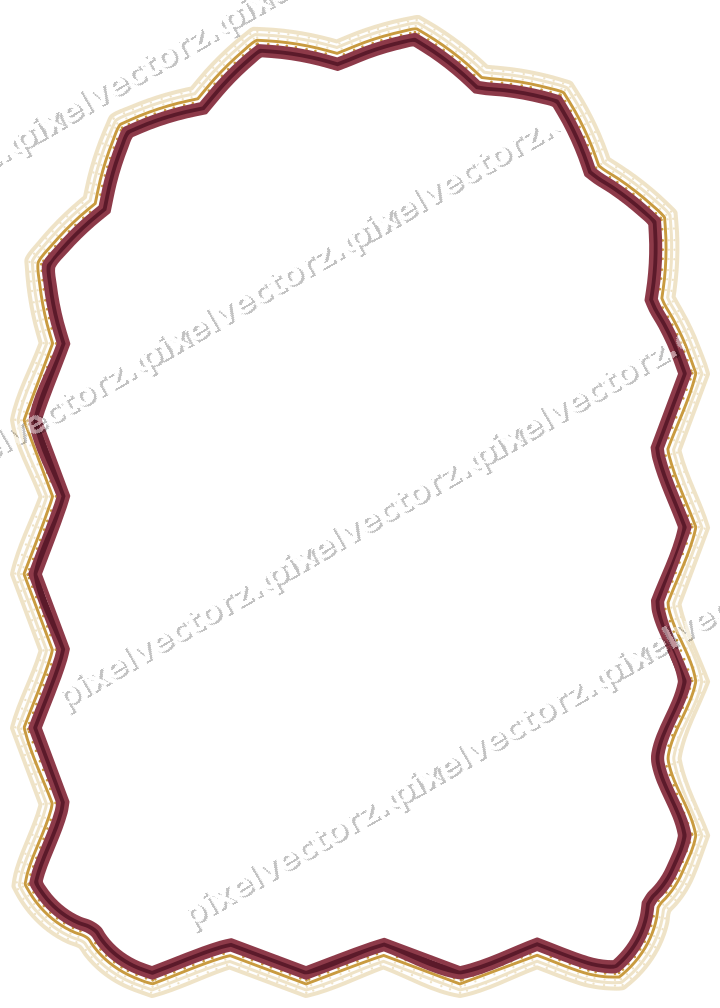 Decorative line art frame in dark pink and amber with label plaque