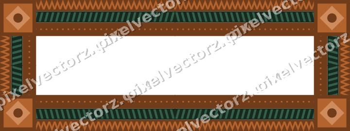 Decorative picture frame border in dark green and orange with zigzag