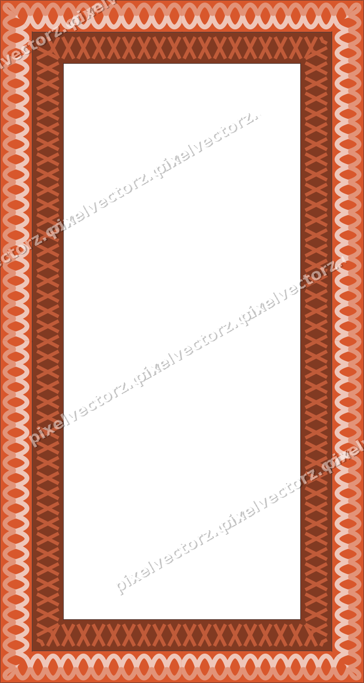 Decorative picture frame border in orange and cyan with guilloche