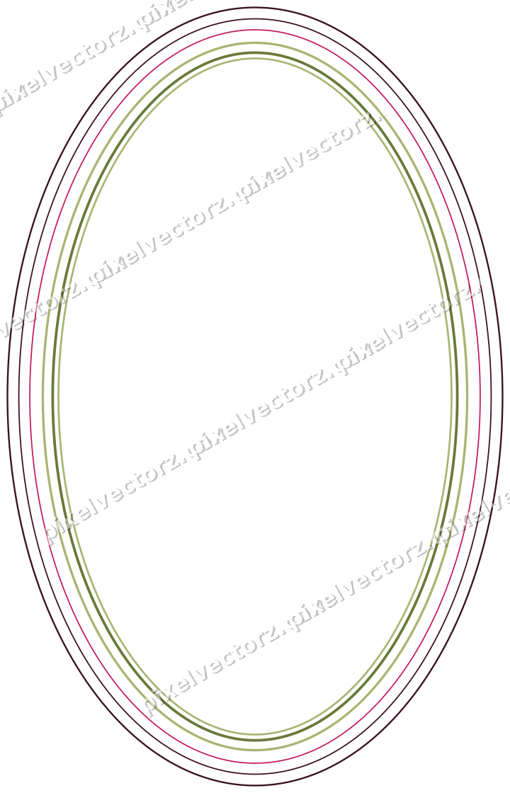 Decorative line art frame in lime and pink with oval