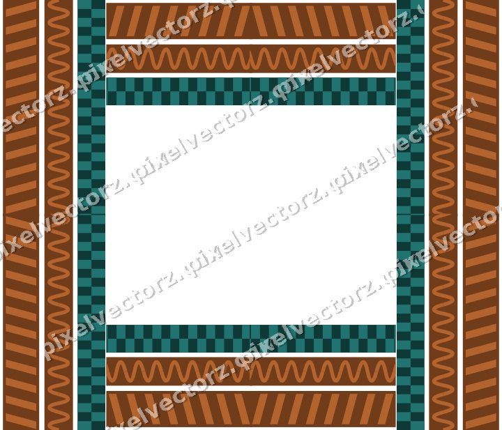 Decorative picture frame border in orange and teal with wave band