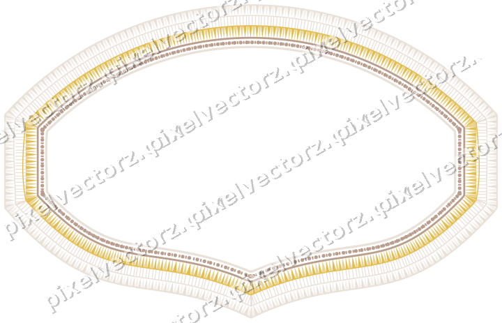 Decorative line art frame in amber and pale orange with label plaque