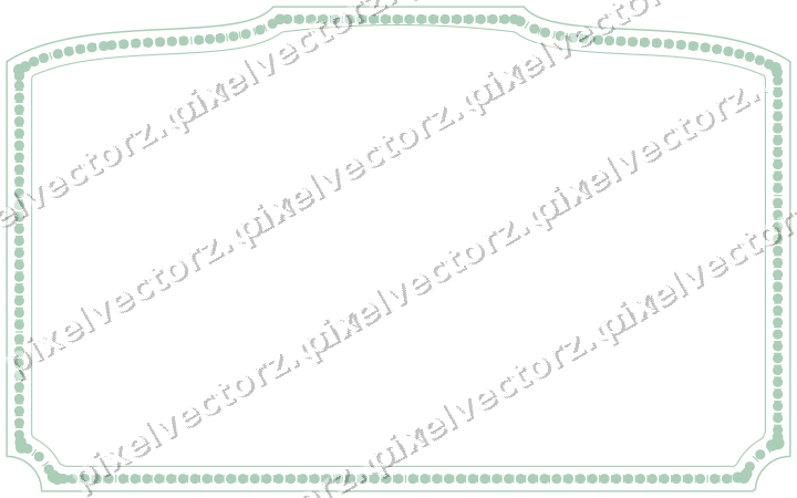Decorative line art frame in green and teal with label plaque