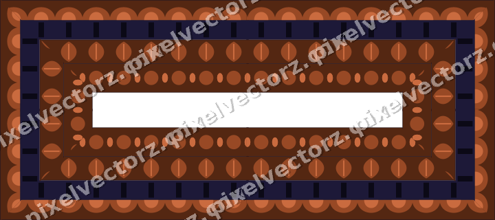 Decorative picture frame border in orange and blue with scale band
