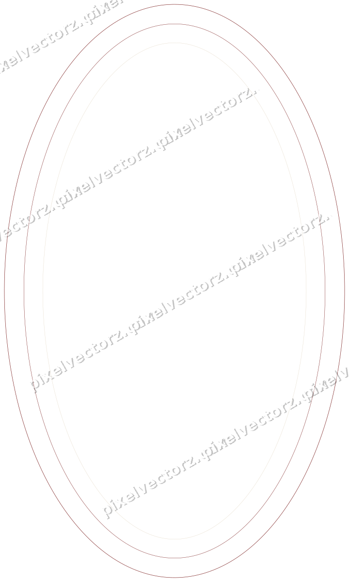 Decorative line art frame in dark red and dark green with oval