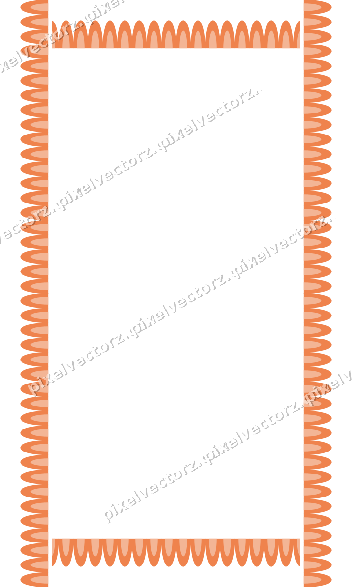 Decorative picture frame border in orange and teal with scale band