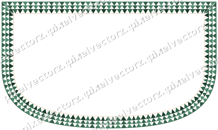 Decorative line art frame in dark green and orange with shield
