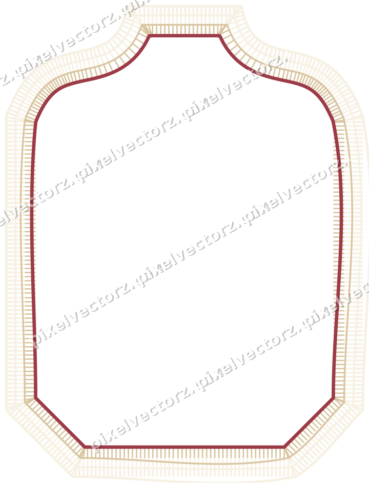 Decorative line art frame in dark pink and red with label plaque