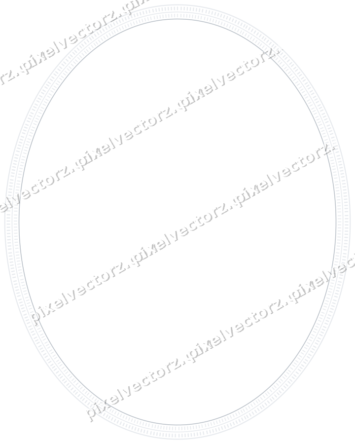 Decorative line art frame in dark blue and white with oval
