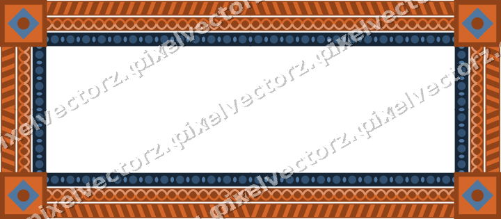 Decorative picture frame border in dark blue and orange with guilloche