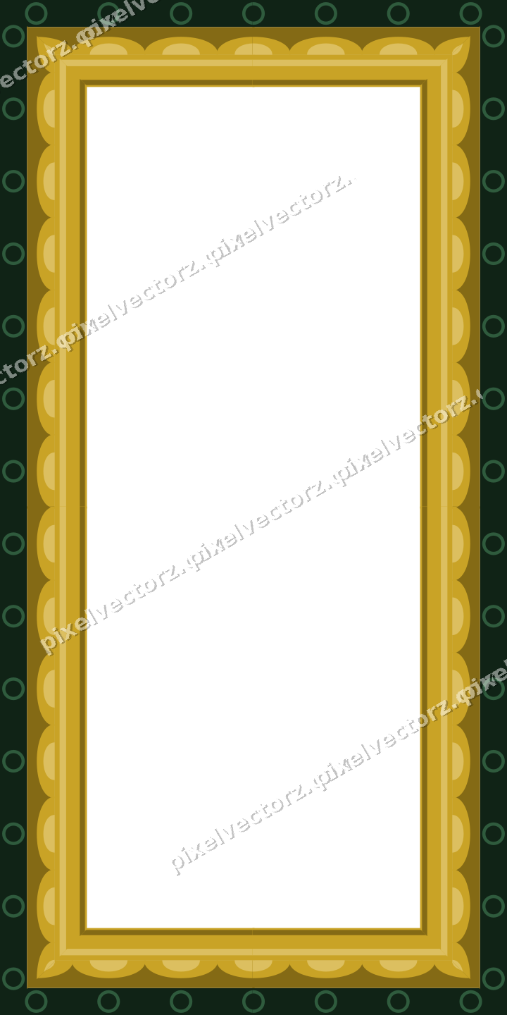 Decorative picture frame border in dark green with scale band