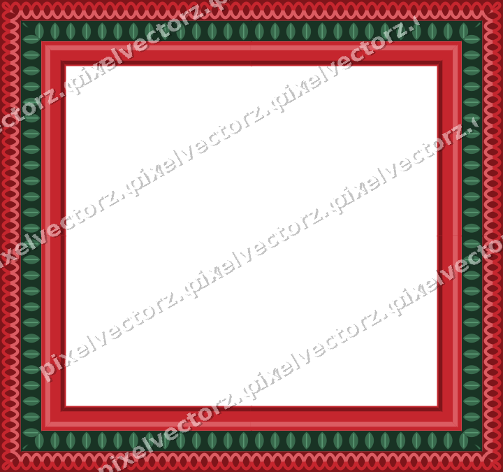 Decorative picture frame border in dark green and red with guilloche