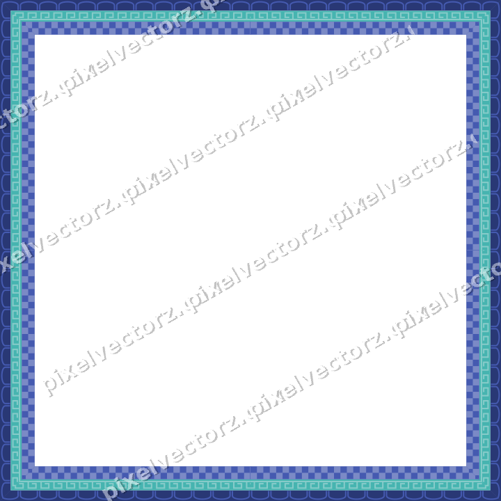 Decorative picture frame border in blue and cyan with greek key