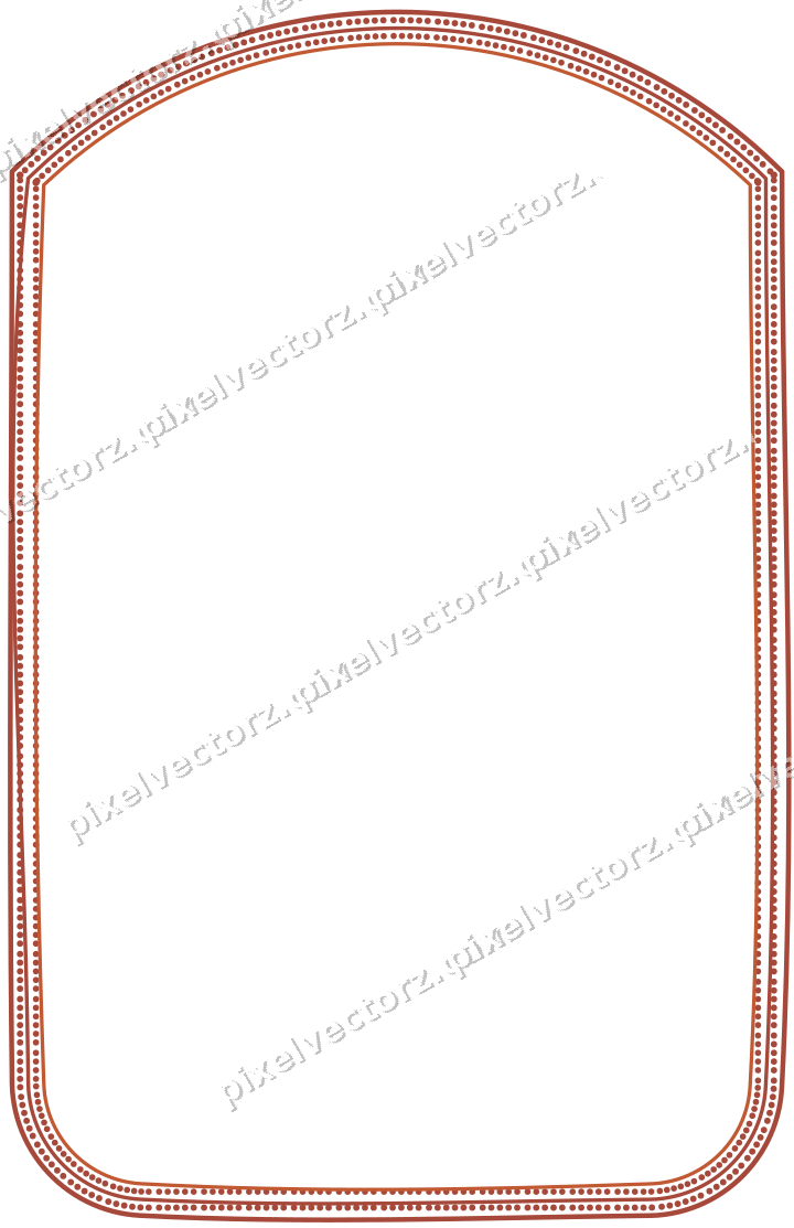 Decorative line art frame in orange and amber with label plaque