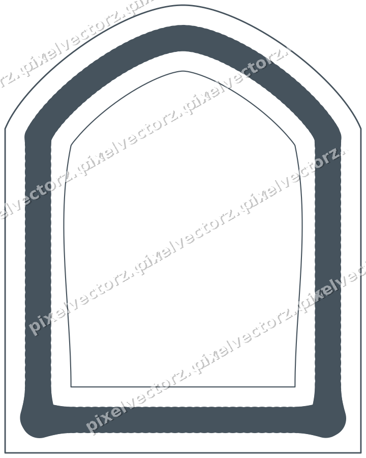 Decorative line art frame in blue and orange with label plaque