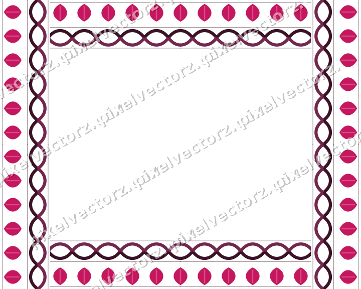 Decorative picture frame border in lime and pink with guilloche