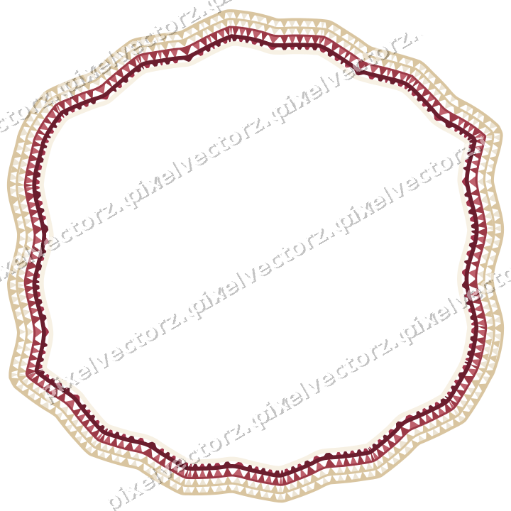 Decorative line art frame in dark pink and red with label plaque