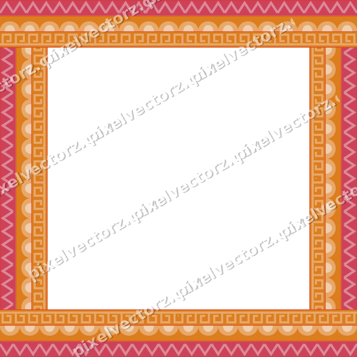 Decorative picture frame border in red and orange with zigzag