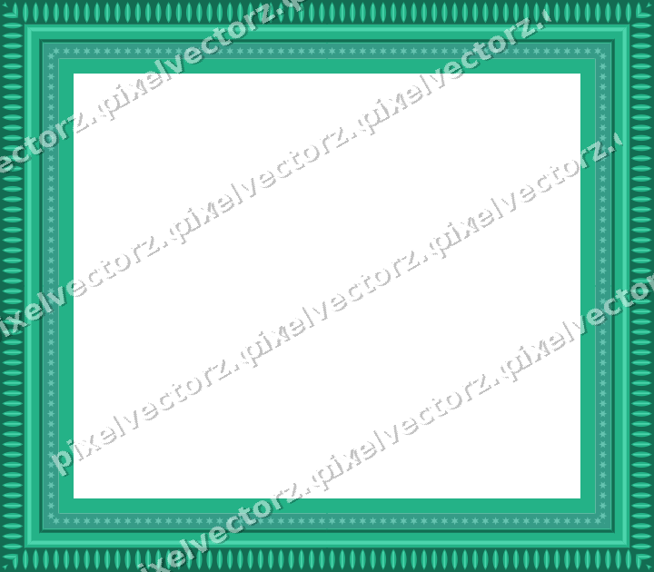 Decorative picture frame border in green and teal with star band