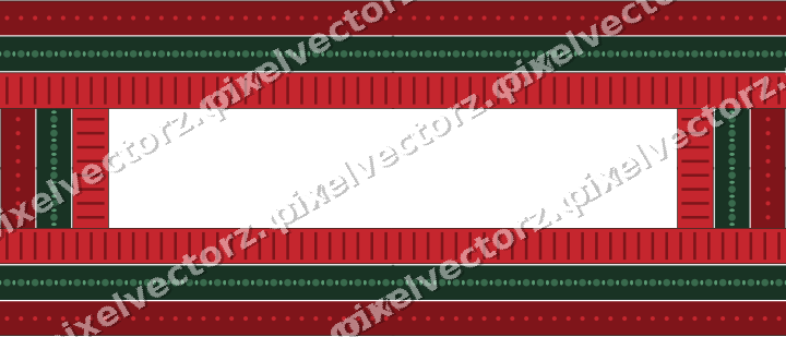 Decorative picture frame border in dark green and red with dot row
