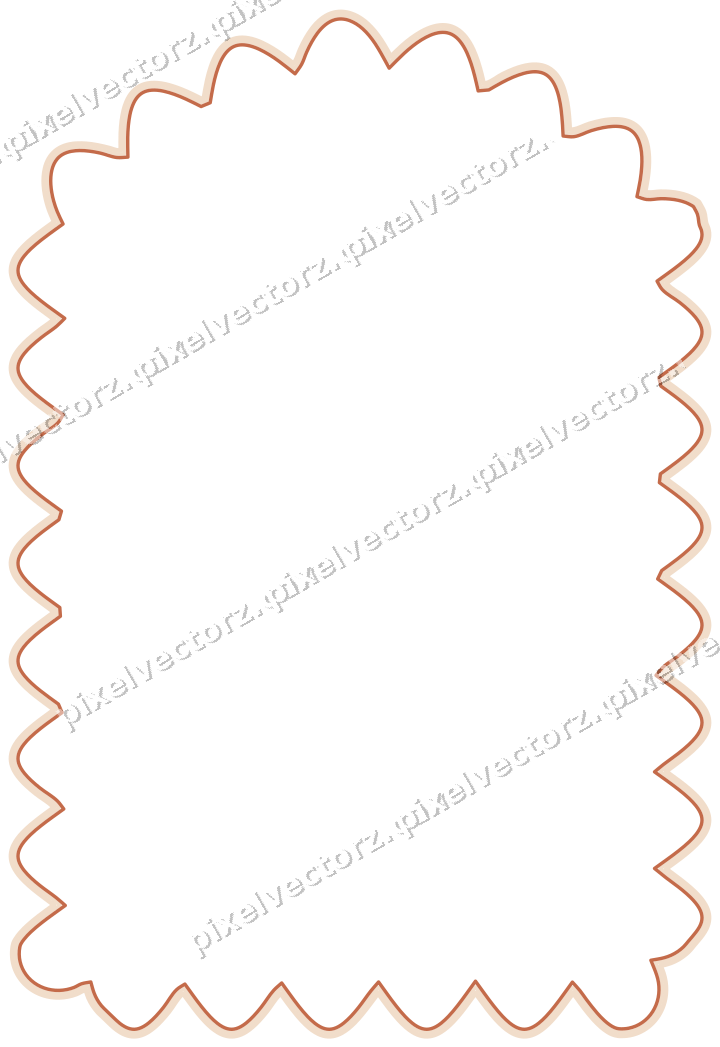 Decorative line art frame in dark teal and orange with label plaque