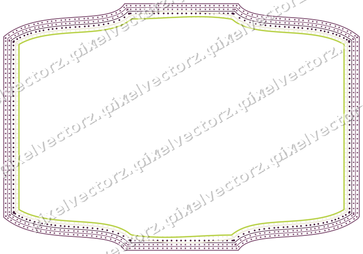 Decorative line art frame in dark magenta and lime with label plaque