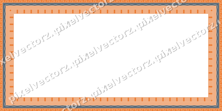 Decorative picture frame border in blue and orange with greek key