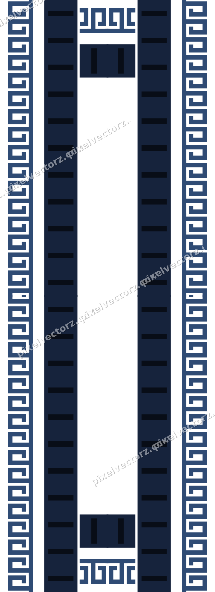 Decorative picture frame border in dark blue and amber with greek key
