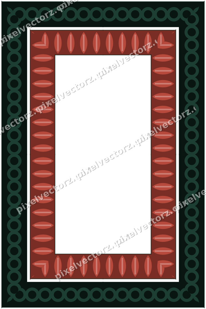 Decorative picture frame border in dark red with ring chain