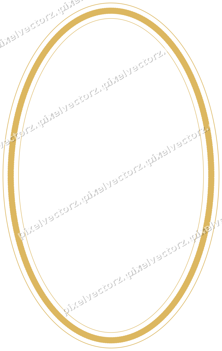 Decorative line art frame in orange and amber with oval