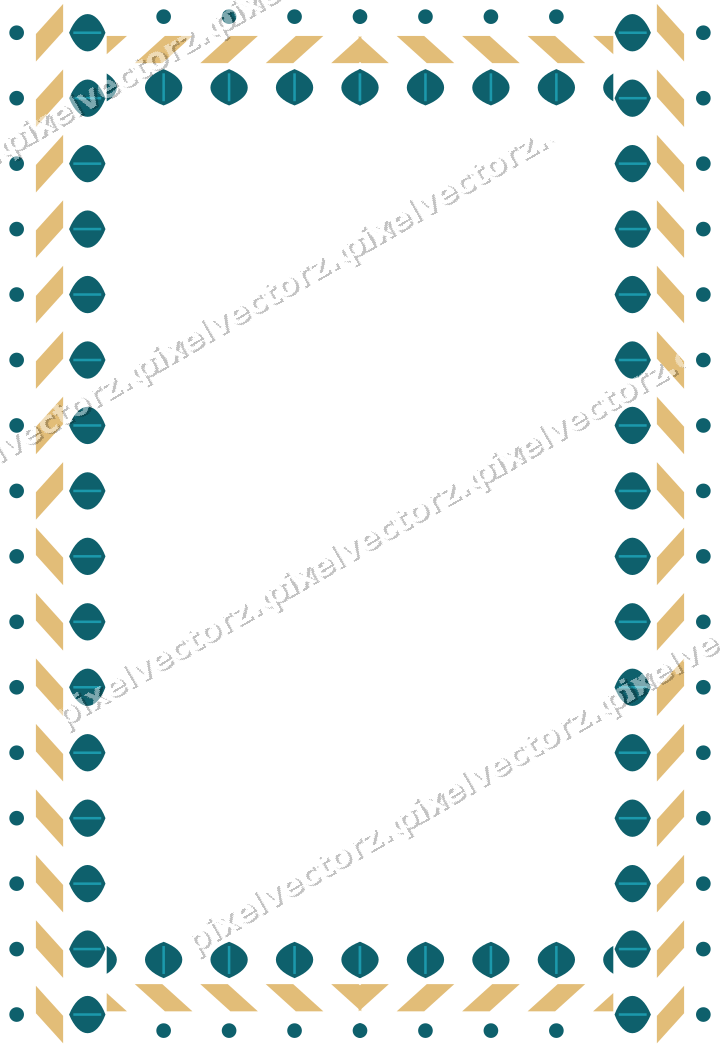 Decorative picture frame border in amber and dark teal with dot row