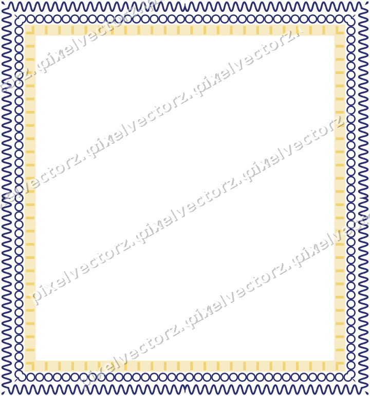 Decorative picture frame border in dark blue and amber with ring chain