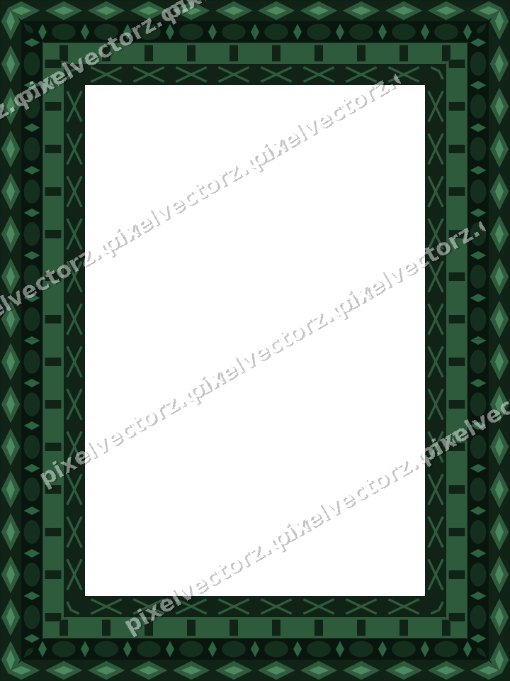 Decorative picture frame border in dark green with diamond band
