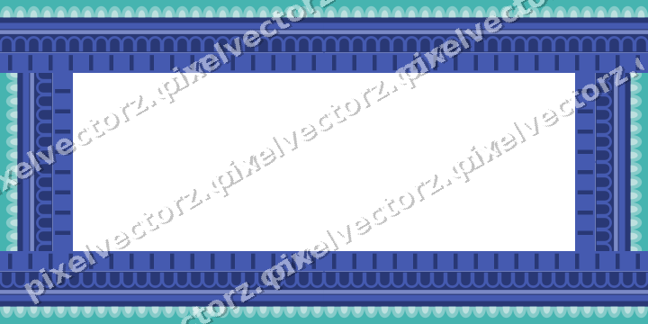 Decorative picture frame border in blue and cyan with scale band